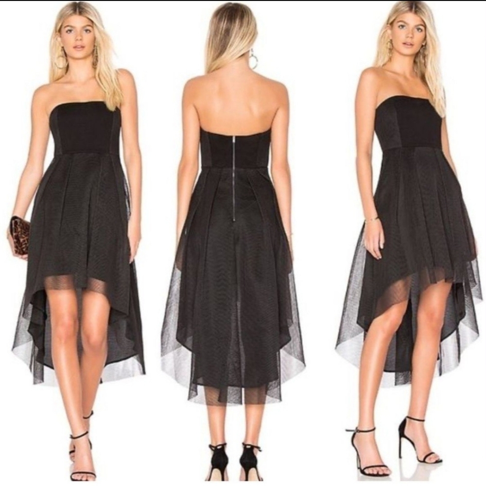 Elliatt Revolve Elysian Dress Strapless High/Low Cocktail Dress in Black Size XS